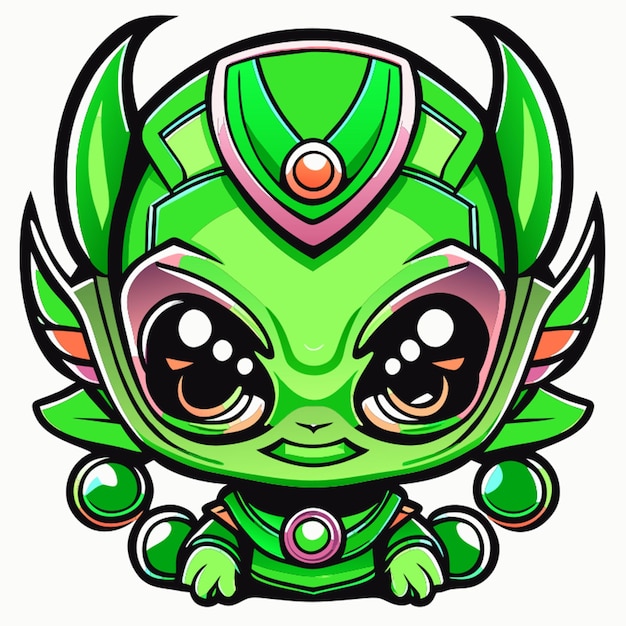 kleine grüne Alien-Logo-Stil niedliche Vektorillustration