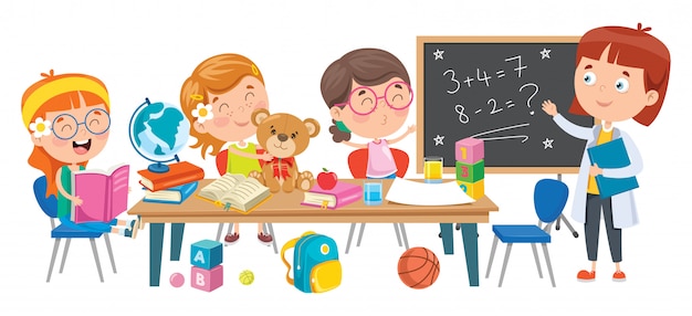 Kleine Kinder, die im Klassenzimmer studieren