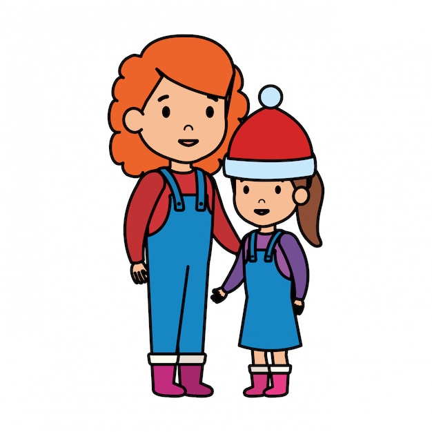 Kleine Kinder mit Winterkleidung