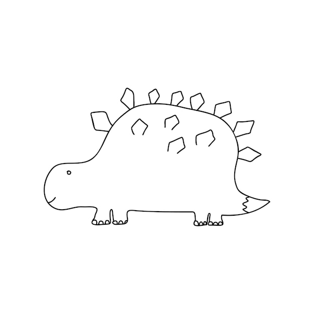 Vektor kleine niedliche linie dinosaurier färbung vektor-illustration zum ausmalen zeichnung bild cartoon kids dino
