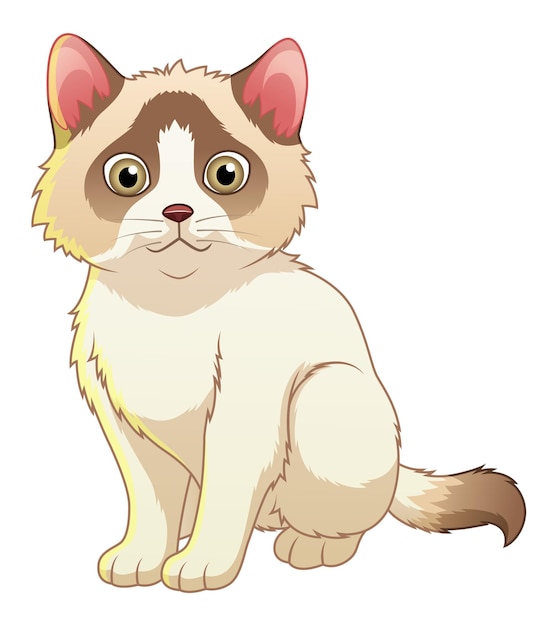 Kleine ragdoll-katzen-karikatur-tierillustration