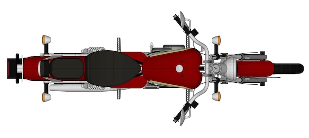 Kleine rote klassische Chopper-Optik. Vektorfarbabbildung mit Höhenlinien.