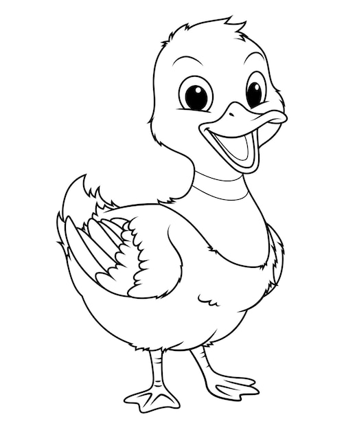 Kleine Stockente Cartoon Tierillustration BW