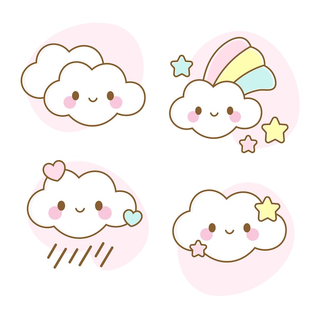 Kleine wolke kawaii, kleine wolke zeichnend, bonbonfarbe