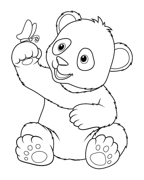 Kleiner Panda-Bärn-Karikatur-Tierillustration BW