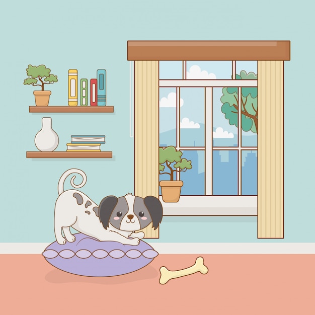 Kleines Hundemaskottchen im Hausraum