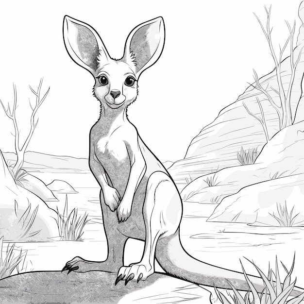 Vektor kleines känguru malvorlage für kinder vektor umriss illustration