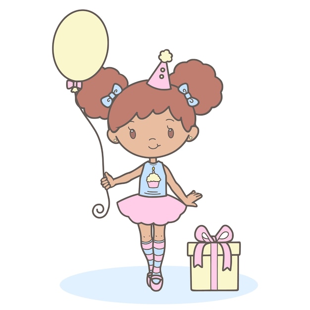 Vektor kleines mädchen geburtstag clipart