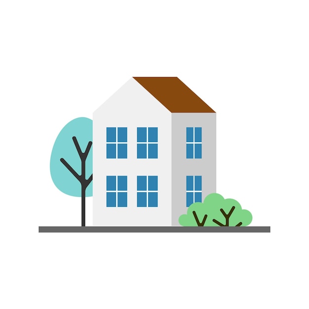 Kleines weißes Haus isolierte Vektor-Symbol-Illustration