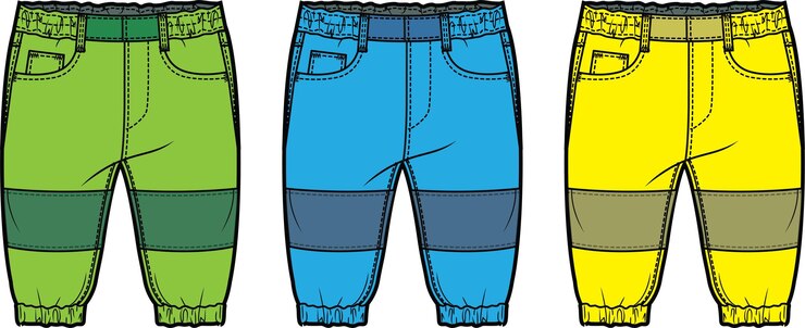 Kleinkind Junge verwitterte Jeans flache Skizze technische Zeichnung Vektor Illustration Vorlage