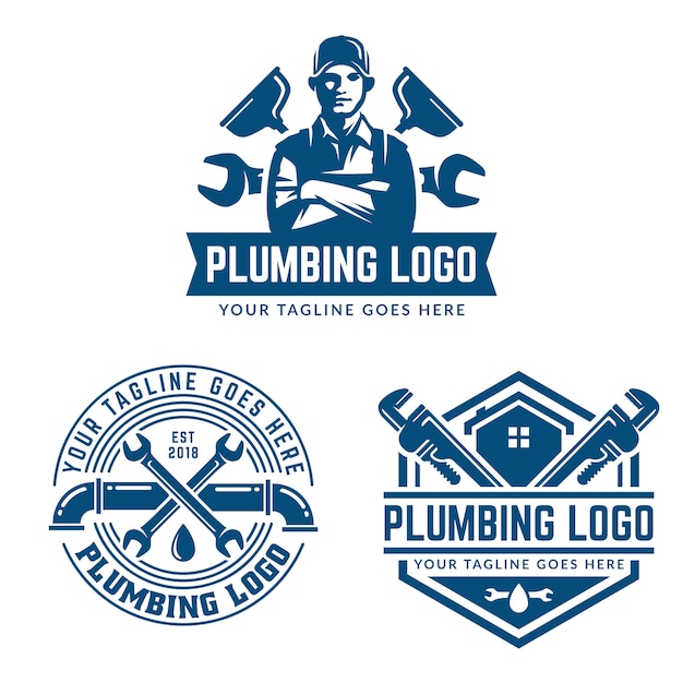 Vektor klempnerarbeit logo vorlage