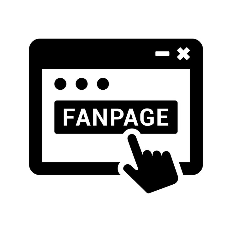 Vektor klicken sie auf das symbol "fanpage anmelden" schwarze vektorgrafiken