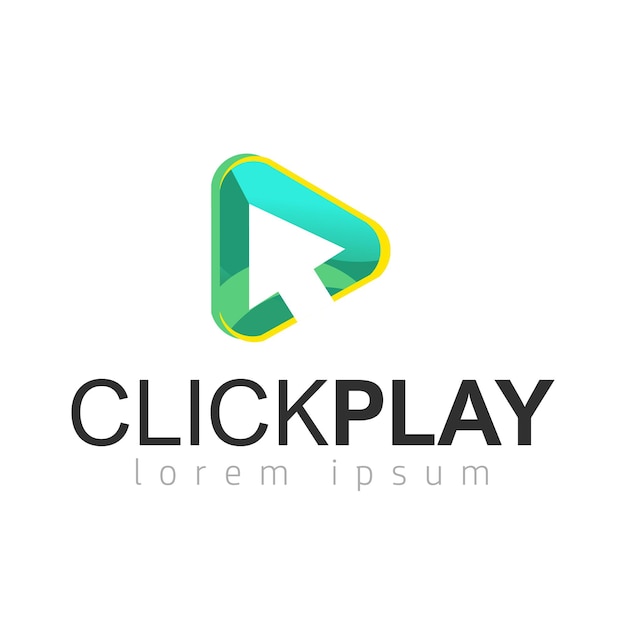 Klicken Sie auf Play Logo Template Design Vector Emblem Design Concept Creative Symbol Icon