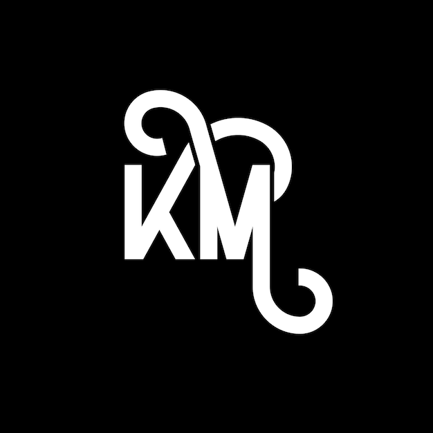 KM-Logo-Design mit Buchstaben auf schwarzem Hintergrund KM-Kreative-Initialen Buchstaben Logo-Konzept KM-Letter-Design KM-Weißbuchstaben-Design auf schwarzen Hintergrund K M k m-Logo
