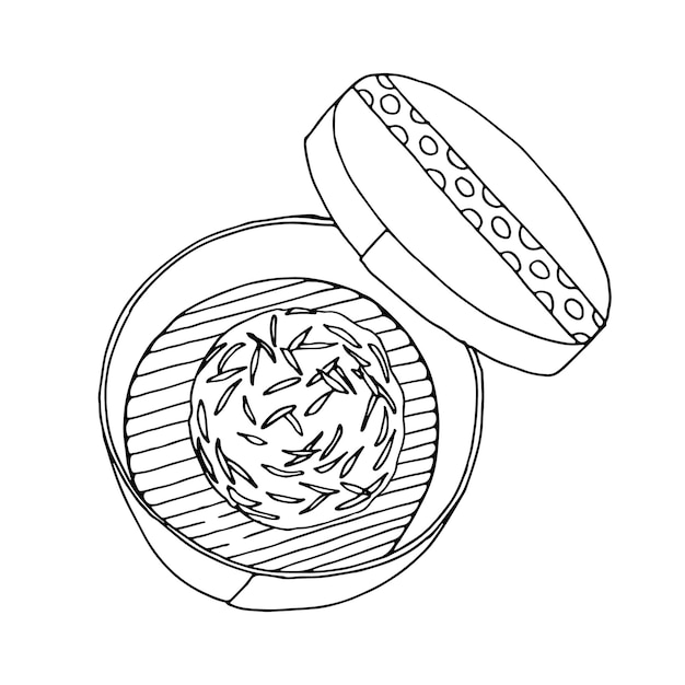 Knödel draufsicht handgezeichnete vektorgrafik chinesische knödel handgezeichnete asiatische lebensmittel-vektorskizze