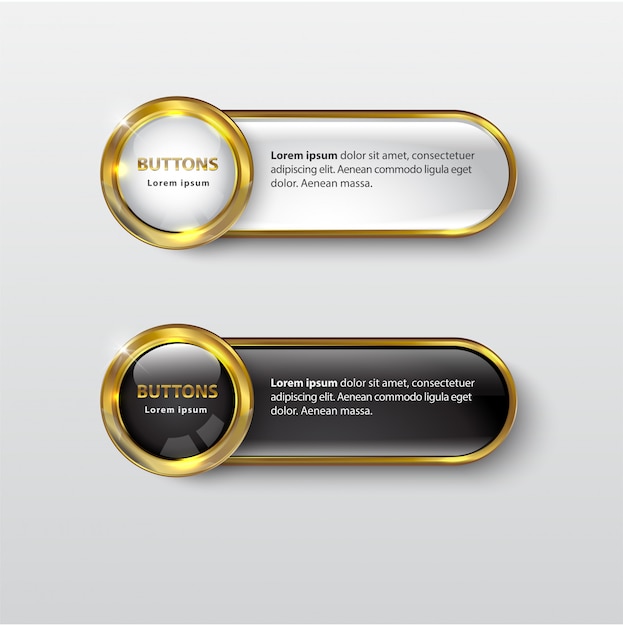 Knopf Premium glänzendes Schwarz-Weiß-Gold