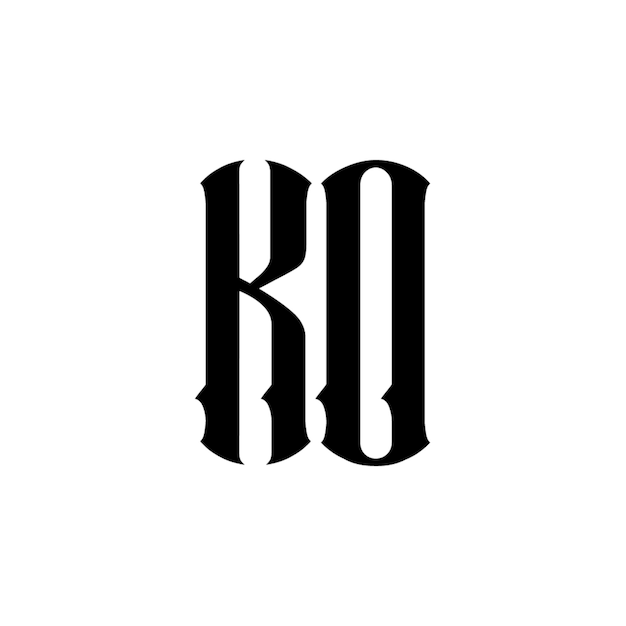 KO-Monogramm-Logo-Design, Buchstabe, Text, Name, Symbol, einfarbig, Logo, Alphabet, Zeichen, einfaches Logo