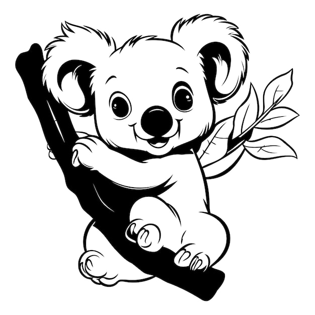 Vektor koala-bär auf einem baumzweig vektorillustration für ihr design