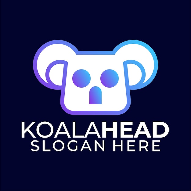 Koala-kopf-linearkunst oder umriss-farbvektor-logo-design