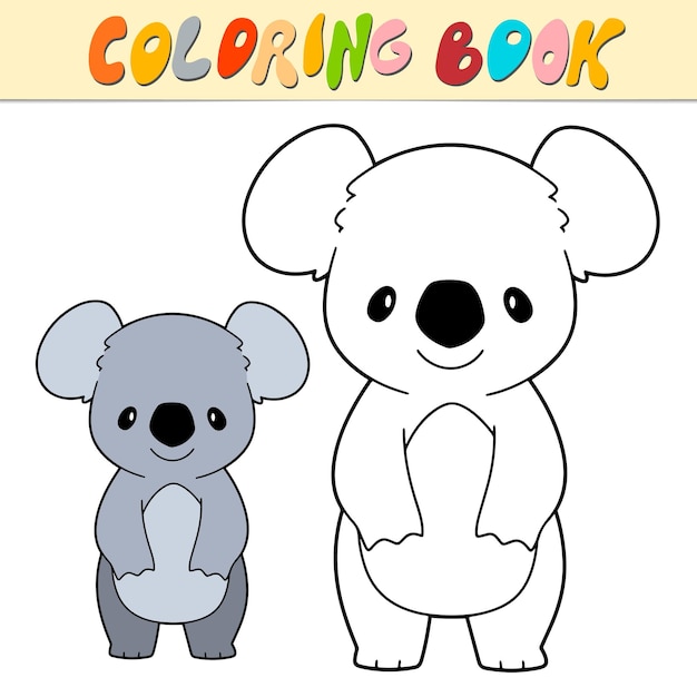 Koala-Malbuch oder Seite für Kinder Niedliche Koala-Schwarz-Weiß-Vektorillustration