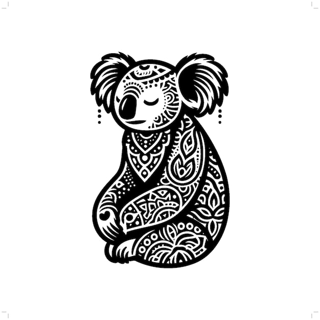 Koala-Silhouette in bohemischer Boho-Naturillustration