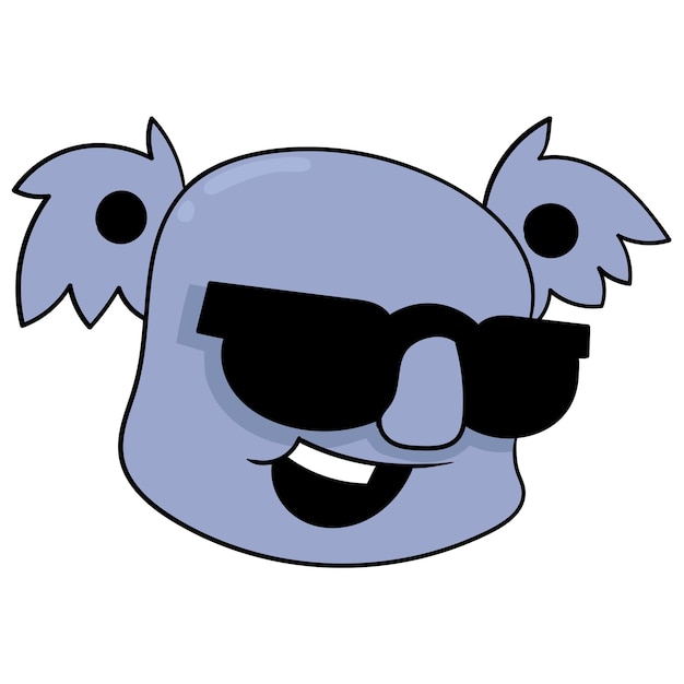 Koala-tierkopf mit sonnenbrille im coolen stil, vektorillustrations-karton-emoticon. doodle-icon-zeichnung