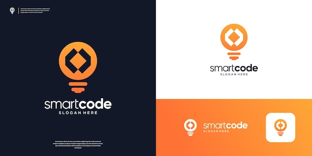 Kodierung Innovations-Logo-Symbol Kreative Glühbirne mit negativem Leerzeichen-Code Symbol Logo-Design
