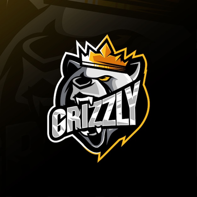 König grizzly maskottchen logo