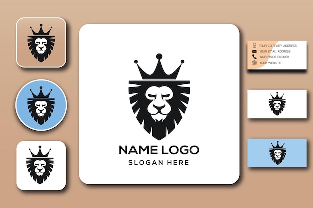 König löwe monogramm logo vorlage farbe editierbar
