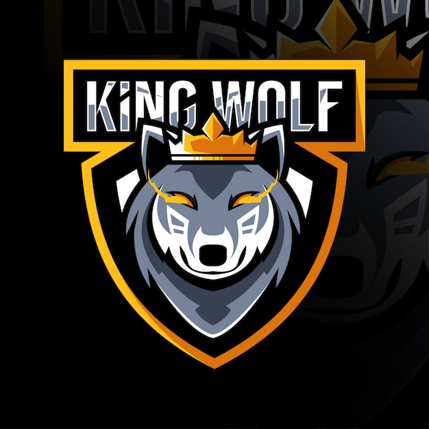 König wolf maskottchen logo esport vorlage