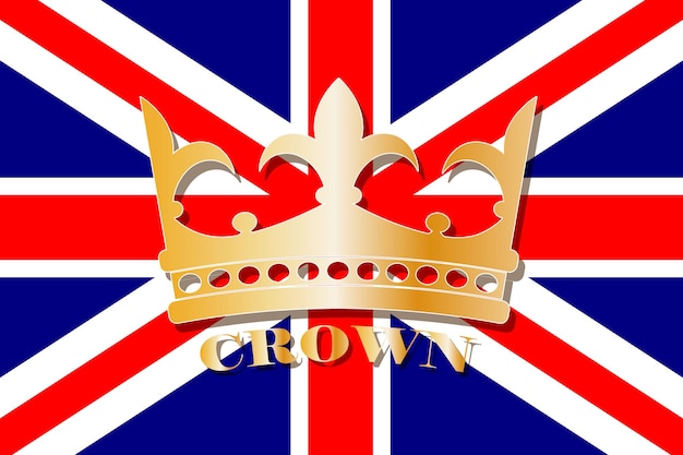 Königliche goldene Krone auf dem Hintergrund der britischen Flagge Eine Illustration des Jubiläums