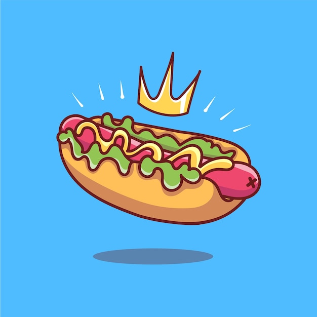 Königliche hot-dog-cartoon-vektor-symbol-illustration