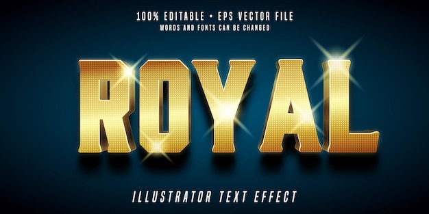 Königlicher editierbarer texteffekt im goldenen stil 3d-schriftart