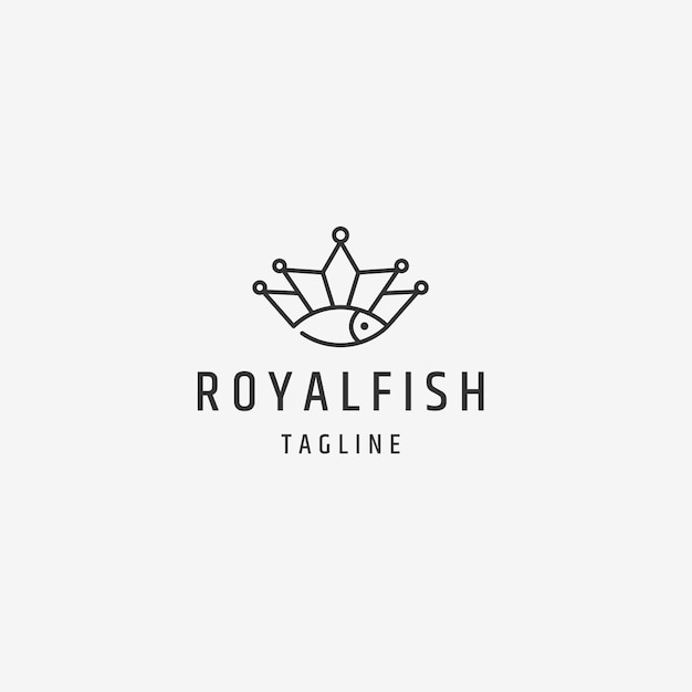 Königlicher Fisch mit Linienstil-Logo-Design-Vorlage