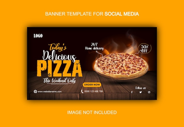 Köstliche Banner-Vorlage für Social-Media-Food-Menü Pizza