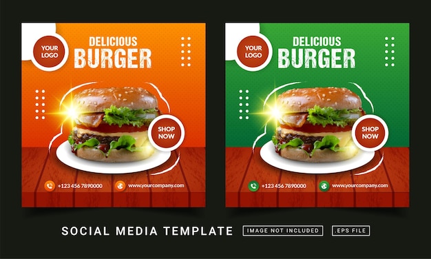 Köstliche burger-menü-promotion-social-media-banner-vorlage