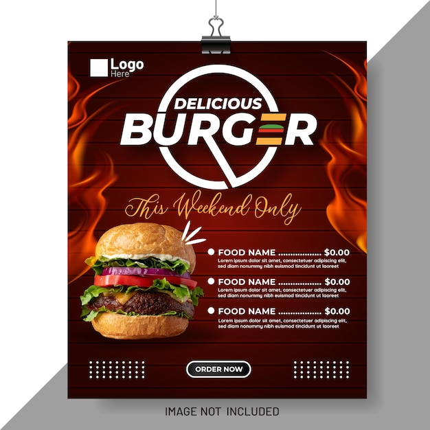 Köstliche burger-menü-social-media-post-flyer-vorlage