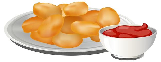 Vektor köstliche hühnernuggets mit ketchup