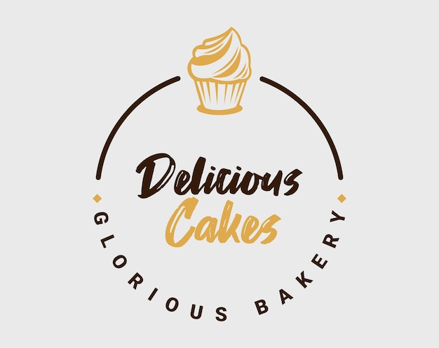 Vektor köstliche kuchen und bäckerei-logo-design editierbares premium-eps-format