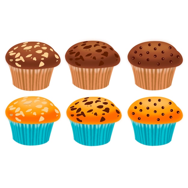 Köstliche muffins mit spitzenvektorillustration