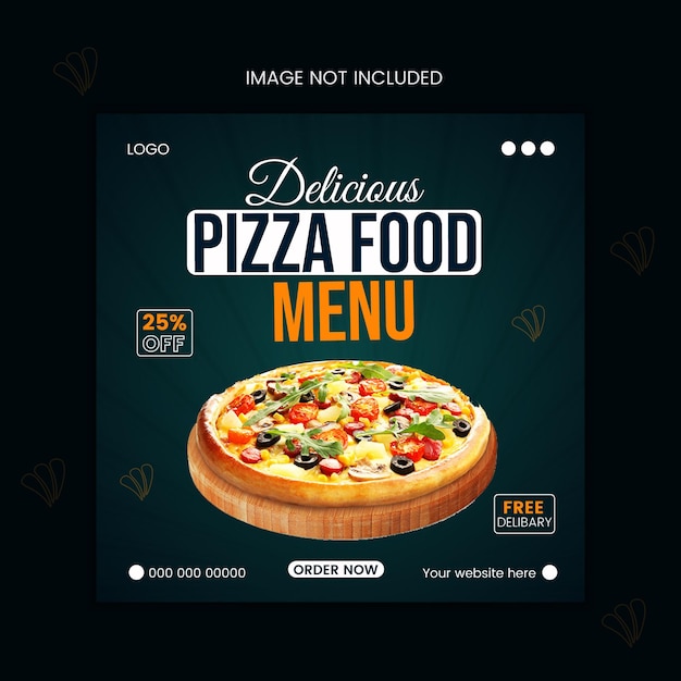 köstliche Pizza- und Speisemenu-Bannervorlage für soziale Medien