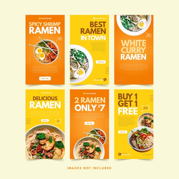 Köstliche Ramen Nudel Instagram Vorlage für Social Media Werbung