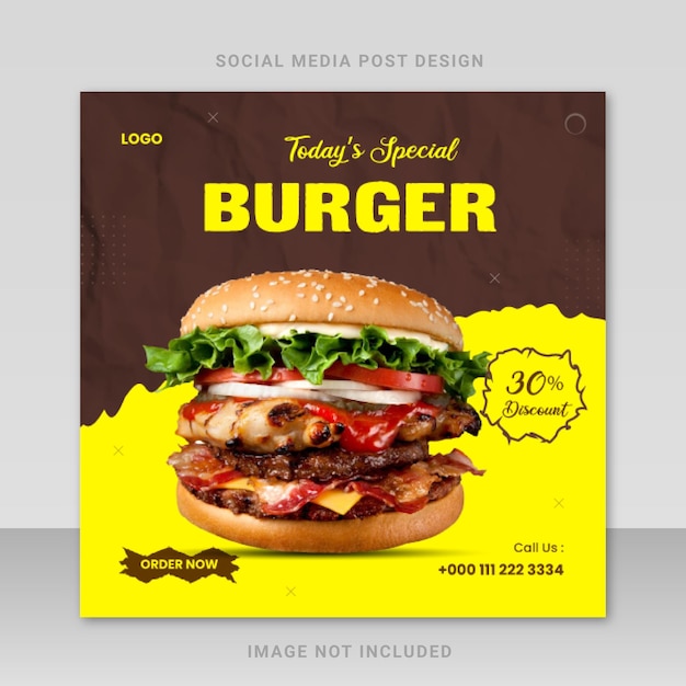 Köstlicher burger social media post template design