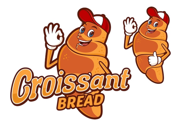 Köstlicher croissant-brot-cartoon-charakter-vektor