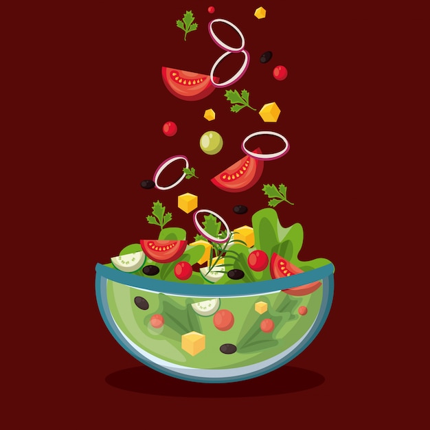 Köstlicher und gesunder salat in der schüssel