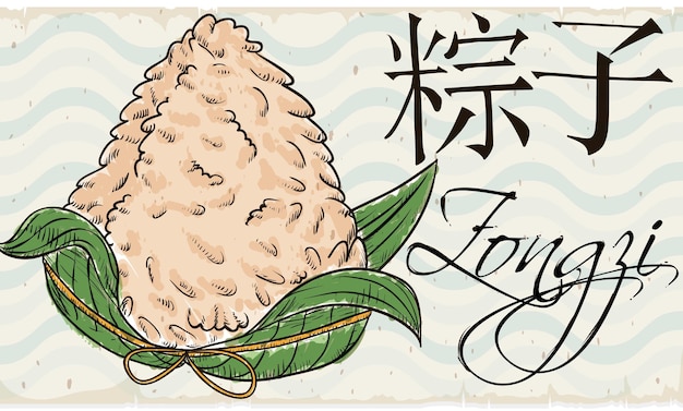 Köstlicher Zongzi-Knödel im handgezeichneten Stil