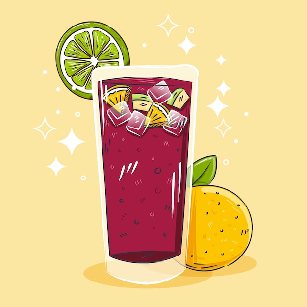 Vektor köstliches erfrischendes sangria-getränk illustriert