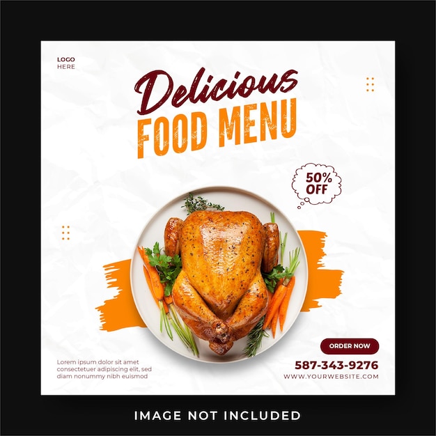 Köstliches essen menü promotion social media instagram post banner vorlage