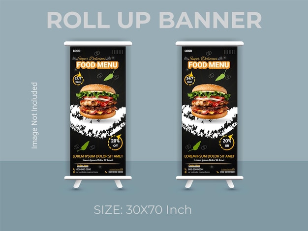 Köstliches Essen Restaurant Menü asiatisches Essen Roll-up-Banner-Vorlage