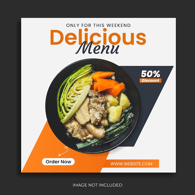 Köstliches essen social media post restaurant-speisekarte vorlage instagram-banner